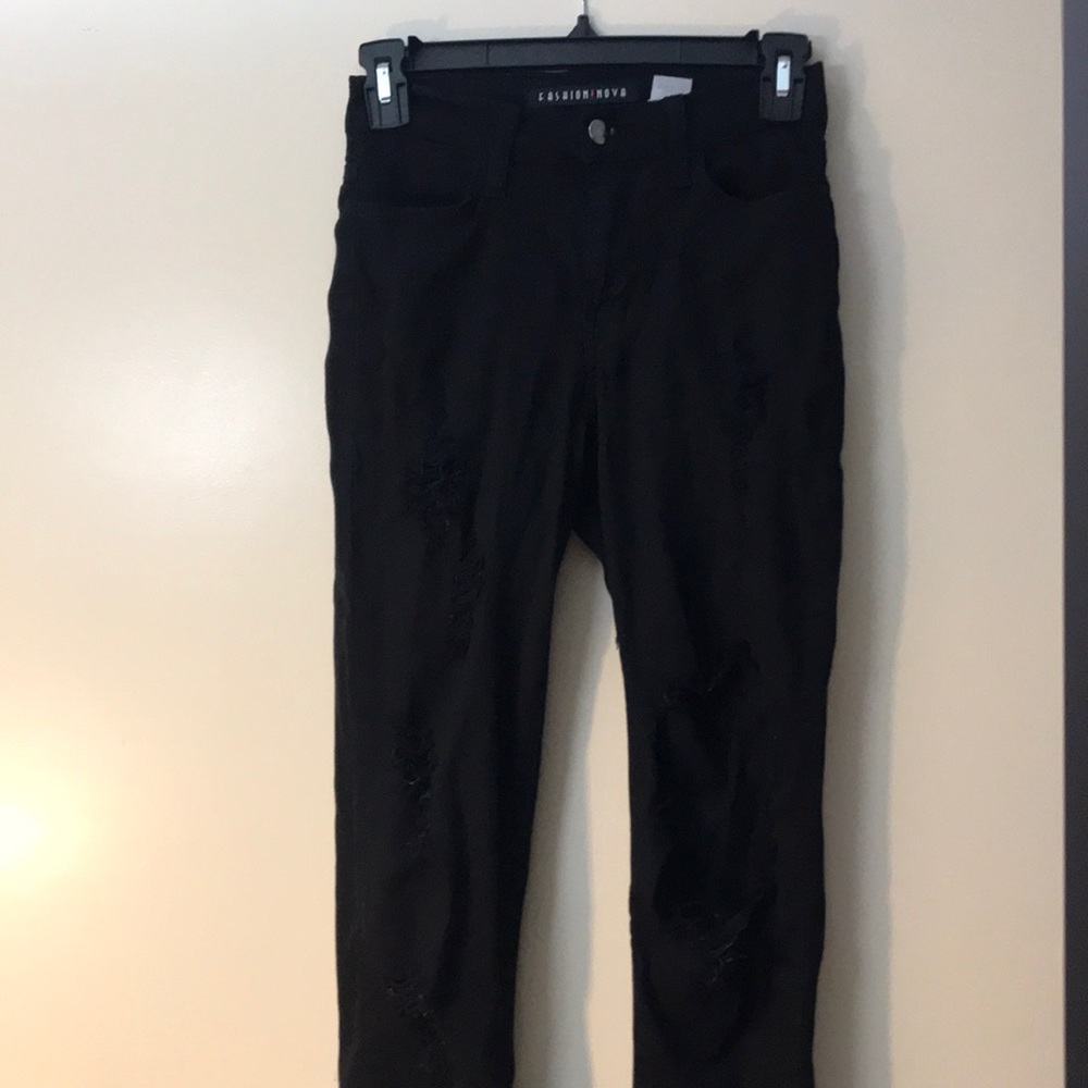 Fashion nova black distressed jeans